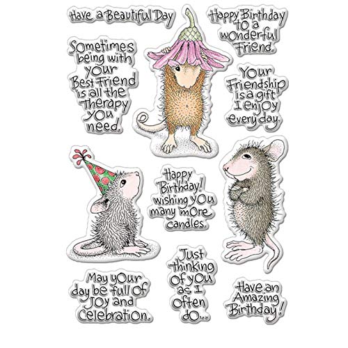 Mice Mouse Happy Birthday Phrase Clear Stamps for Card Making Scrpabooking Paper Crafts Embossing DIY Handmade Stencil Rubber Soft Silicone Gel Stamps Grußkarten Dekorationen von CYFUN DESIGN