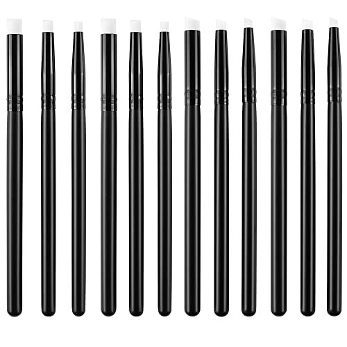 Mini-Pinsel-Set für Kartenherstellung Bastelarbeiten Tintenmischpinsel Hintergrundpinsel für Blender Papier Handwerker 8 mm/6 mm/4 mm abgewinkelte/flache Pinselköpfe für Bastelarbeiten 12 Stück von CYFUN DESIGN