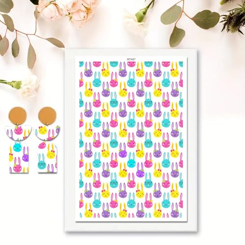 Oster-Ton-Transferpapier für Bastelarbeiten, Hasen, magisches Wasser, Polymer-Ton, Transferpapier für Modelliermasse, Schmuck, Ohrringe, 14 x 8 cm, 10 Stück Oster-Ton-Transferpapier für Bastelarbeiten, Hasen, magisches Wasser, Polymer-Ton, Transferpapier für Modelliermasse, Schmuck, Ohrringe, 14 x 8 cm, 10 Stück von CYFUN DESIGN