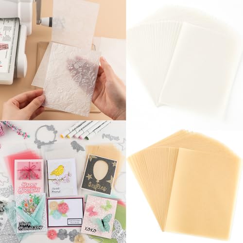 Pergamentpapier, 60 Blatt, 10,8 x 14 cm, durchscheinend, 100 g/m², bedruckbares Transparentpapier für Einladungen, Skizzieren, Karten-Overlays, Umschläge für Hochzeitsempfang, Umschläge und von CYFUN DESIGN