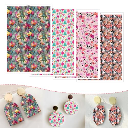 Polymer-Ton-Transferpapier, 20 Stück, 4 Designs, flüssiger Marmor, wasserlöslich, Transferfolie für Polymerton, Ohrringe, Schmuckherstellung, Einweg-Aufkleber, DIY, Handwerk, 14 x 8 cm von CYFUN DESIGN