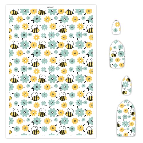 Polymer-Ton-Transferpapier, Honigbiene und Blumenmuster, wasserlöslich, Transferfolie für Polymer-Ton, Ohrringe, Schmuckherstellung, Einweg-Aufkleber, DIY, Basteln, 15 x 8 cm, 10 Stück von CYFUN DESIGN