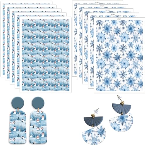 Polymer-Ton-Transferpapier, Weihnachts-Pinguin-Schneeflocken-Muster, 2 Designs, wasserlösliche Transferblätter für Polymer-Ton, Ohrringe, Schmuckherstellung, DIY-Projekte, 14 x 8 cm, 10 Stück Polymer-Ton-Transferpapier, Weihnachts-Pinguin-Schneeflocken-Muster, 2 Designs, wasserlösliche Transferblätter für Polymer-Ton, Ohrringe, Schmuckherstellung, DIY-Projekte, 14 x 8 cm, 10 Stück von CYFUN DESIGN
