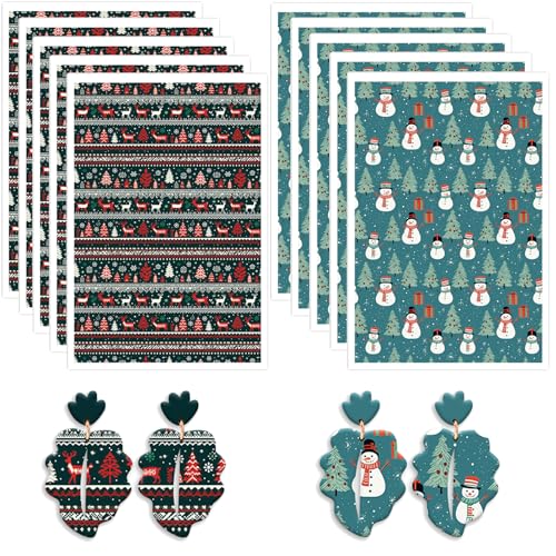Polymer-Ton-Transferpapier, Weihnachtsbäume, Stechpalme, Sterne, Schneeflocken, Geschenke, Muster, 2 Designs, wasserlösliche Transferblätter für Polymer-Ton, Ohrringe, Schmuckherstellung, DIY-Projekte Polymer-Ton-Transferpapier, Weihnachtsbäume, Stechpalme, Sterne, Schneeflocken, Geschenke, Muster, 2 Designs, wasserlösliche Transferblätter für Polymer-Ton, Ohrringe, Schmuckherstellung, DIY-Projekte von CYFUN DESIGN