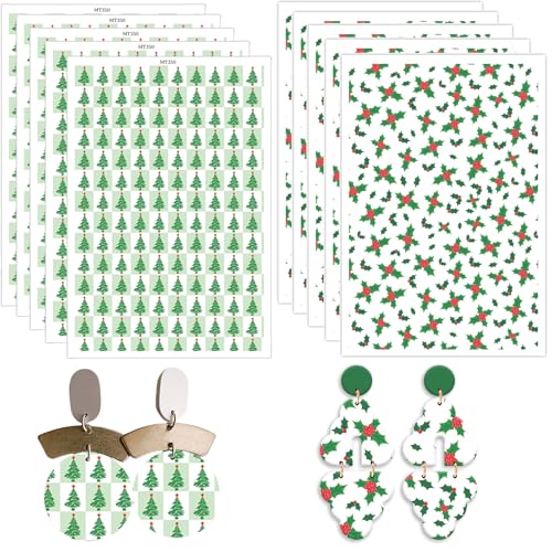 Polymer-Ton-Transferpapier, Weihnachtsbäume, Stechpalmenblätter, 2 Designs, wasserlösliche Transferblätter für Polymer-Ton, Ohrringe, Schmuckherstellung, DIY-Projekte, 10 Stück Polymer-Ton-Transferpapier, Weihnachtsbäume, Stechpalmenblätter, 2 Designs, wasserlösliche Transferblätter für Polymer-Ton, Ohrringe, Schmuckherstellung, DIY-Projekte, 10 Stück von CYFUN DESIGN