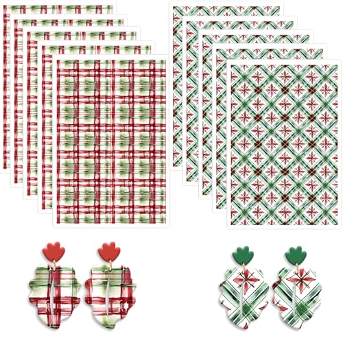 Polymer-Ton-Transferpapier, Weihnachtsgitter, Blumenmuster, 2 Designs, wasserlösliche Transferblätter für Polymer-Ton, Ohrringe, Schmuckherstellung, DIY-Projekte, 14 x 8 cm, 10 Stück von CYFUN DESIGN
