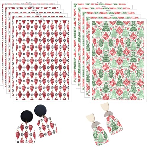 Polymer-Ton-Transferpapier, Weihnachtskranz, Hüte, Glocken, Socken, Weihnachtsmann-Muster, wasserlösliche Transferblätter für Polymer-Ton, Ohrringe, Schmuckherstellung, DIY-Projekte, 14 x 8 cm, 10 Polymer-Ton-Transferpapier, Weihnachtskranz, Hüte, Glocken, Socken, Weihnachtsmann-Muster, wasserlösliche Transferblätter für Polymer-Ton, Ohrringe, Schmuckherstellung, DIY-Projekte, 14 x 8 cm, 10 von CYFUN DESIGN