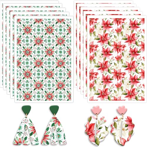 Polymer-Ton-Transferpapier, Weihnachtsstern-Muster, 2 Designs, wasserlösliche Transferblätter für Polymer-Ton, Ohrringe, Schmuckherstellung, DIY-Projekte, 14 x 8 cm, 10 Stück Polymer-Ton-Transferpapier, Weihnachtsstern-Muster, 2 Designs, wasserlösliche Transferblätter für Polymer-Ton, Ohrringe, Schmuckherstellung, DIY-Projekte, 14 x 8 cm, 10 Stück von CYFUN DESIGN