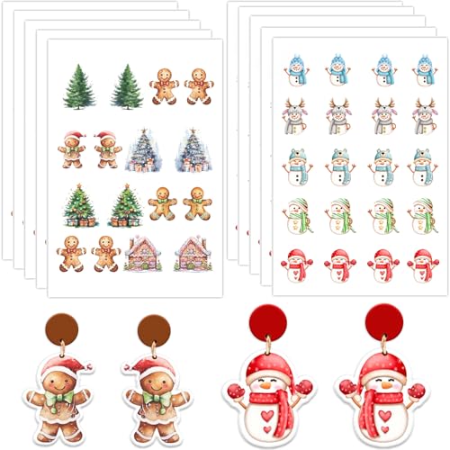 Polymer-Ton-Transferpapier, Weihnachtstiere, Vögel, Bären, Kaninchen, Stechpalmenmuster, 2 Designs, wasserlösliche Transferblätter für Polymer-Ton, Ohrringe, Schmuckherstellung, DIY-Projekte, 14 x 8 Polymer-Ton-Transferpapier, Weihnachtstiere, Vögel, Bären, Kaninchen, Stechpalmenmuster, 2 Designs, wasserlösliche Transferblätter für Polymer-Ton, Ohrringe, Schmuckherstellung, DIY-Projekte, 14 x 8 von CYFUN DESIGN
