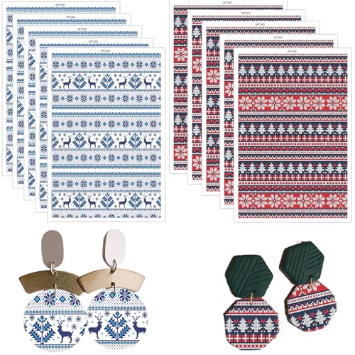 Polymer-Ton-Transferpapier, Weihnachtswellen, Rentier, Schneeflocken, Bäume, Muster, 2 Designs, wasserlösliche Transferblätter für Polymer-Ton, Ohrringe, Schmuckherstellung, DIY-Projekte, 14 x 8 cm Polymer-Ton-Transferpapier, Weihnachtswellen, Rentier, Schneeflocken, Bäume, Muster, 2 Designs, wasserlösliche Transferblätter für Polymer-Ton, Ohrringe, Schmuckherstellung, DIY-Projekte, 14 x 8 cm von CYFUN DESIGN
