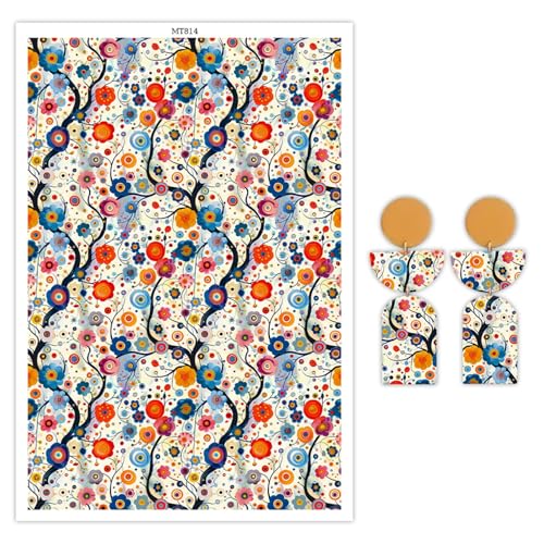Polymer-Ton-Transferpapier, kreatives Blumenmuster, wasserlöslich, Transferfolie für Polymerton, Ohrringe, Schmuckherstellung, Einwegaufkleber, DIY, Handwerk, 10 Stück von CYFUN DESIGN