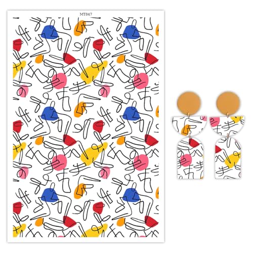 Polymer-Ton-Transferpapier, unregelmäßige geometrische Muster, wasserlöslich, Transferfolie für Polymer-Ton, Ohrringe, Schmuckherstellung, Einwegaufkleber, DIY, Basteln, 15 x 8 cm, 10 Stück von CYFUN DESIGN