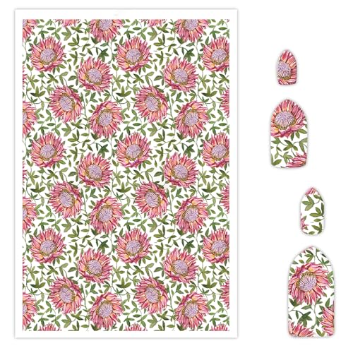 Protea Transferpapier für Polymerton, 10 Stück Wassertransferblätter für Polymerton, exquisites florales Polymer-Ton-Transferpapier für Bastelarbeiten, Kunst, Schmuck, Ohrringe, Halsketten, Anhänger von CYFUN DESIGN