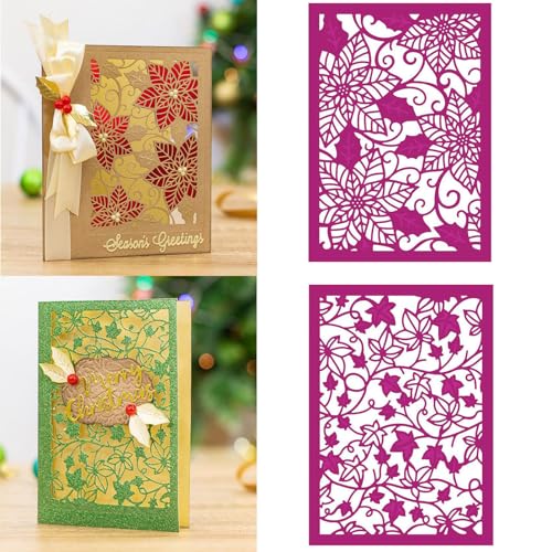 Rechteckige Rahmen-Stanzformen für Kartenherstellung, Weihnachtsstern, Blumen, Blätter, Weihnachten, Metall-Stanzformen für Papierbasteln, Handarbeit, Prägeschablone, Stanzschablone, Formen, Rechteckige Rahmen-Stanzformen für Kartenherstellung, Weihnachtsstern, Blumen, Blätter, Weihnachten, Metall-Stanzformen für Papierbasteln, Handarbeit, Prägeschablone, Stanzschablone, Formen, von CYFUN DESIGN
