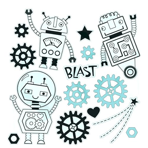 Robots Astronauts Stanzformen und Stempel, Sets für Kartengestaltung, Scrapbooking,Sterne,Herzen, Metall-Stanzformen,Koordinat,transparente Silikondichtung,Stempel,für Papierbasteln,Kunsthandwerk von CYFUN DESIGN