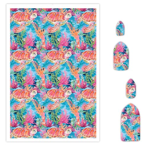 Schildkröten-Transferpapier für Polymerton, Wassertransferblätter für Polymerton, niedliches Tiermuster, Polymer-Ton, Transferpapier für Bastelarbeiten, Kunst, Schmuck, Ohrringe, 10 Stück, 14 x 8 cm von CYFUN DESIGN
