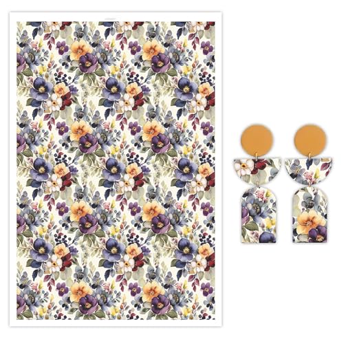 Schönes Transferpapier für Polymerton, 10 Stück, Wassertransferblätter für Polymerton, Blumen, Polymer-Ton, Transferpapier für Bastelarbeiten, Kunst, Schmuck, Ohrringe, Halsketten, Anhänger von CYFUN DESIGN