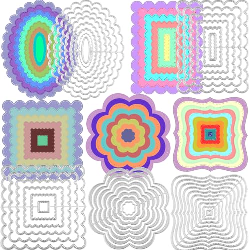 Stanzformen für Kartenherstellung, gewellter Schichtrahmen, Metall-Stanzformen, unregelmäßig, quadratisch, quadratisch, ovaler Rahmen, verschachtelte Metall-Stanzformen für DIY, Scrapbooking, Stanzformen für Kartenherstellung, gewellter Schichtrahmen, Metall-Stanzformen, unregelmäßig, quadratisch, quadratisch, ovaler Rahmen, verschachtelte Metall-Stanzformen für DIY, Scrapbooking, von CYFUN DESIGN