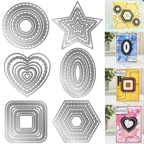 Stanzschablonen für Kartenherstellung, oval, quadratisch, Stern, Herz und Sechseck, Stanzformen für Bastelarbeiten, Scrapbooking, Papierbasteln, Scrapbooking, Bastelarbeiten, Albumdekoration, 6 Stück Stanzschablonen für Kartenherstellung, oval, quadratisch, Stern, Herz und Sechseck, Stanzformen für Bastelarbeiten, Scrapbooking, Papierbasteln, Scrapbooking, Bastelarbeiten, Albumdekoration, 6 Stück von CYFUN DESIGN