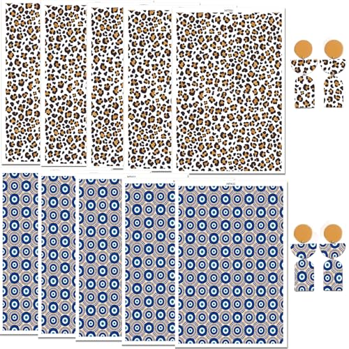 Ton-Transferpapier für Ohrringe, Schmuck, Leopard und abstrakte Kreise, 2 Designs, Polymer-Ton, Transferpapier für Ton-Ohrringe, Schmuckherstellung, 10 Stück von CYFUN DESIGN
