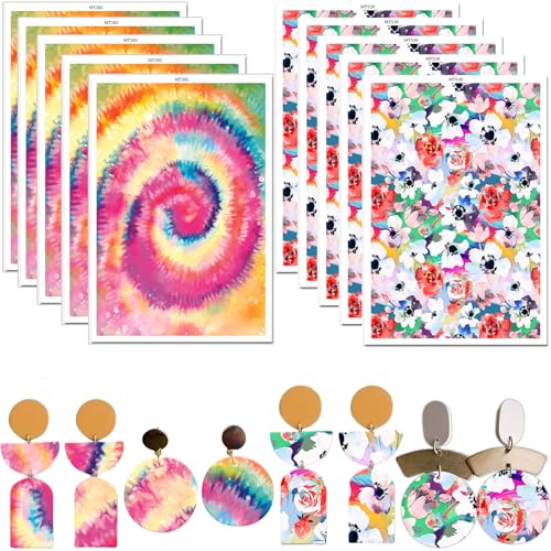 Ton-Transferpapier für Ohrringe, Schmuck, abstrakte Helikoid-Blumenform, 2 Designs, Polymer-Ton, Transferpapier für Ton-Ohrringe, Schmuckherstellung, 10 Stück Ton-Transferpapier für Ohrringe, Schmuck, abstrakte Helikoid-Blumenform, 2 Designs, Polymer-Ton, Transferpapier für Ton-Ohrringe, Schmuckherstellung, 10 Stück von CYFUN DESIGN
