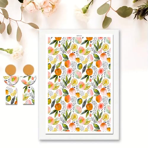 Transferpapier für Bastelarbeiten, Orange, Zitrone, Wasser, Polymerton, Transferpapier für Modelliermasse, Schmuck, Ohrringe, 10 Stück Transferpapier für Bastelarbeiten, Orange, Zitrone, Wasser, Polymerton, Transferpapier für Modelliermasse, Schmuck, Ohrringe, 10 Stück von CYFUN DESIGN