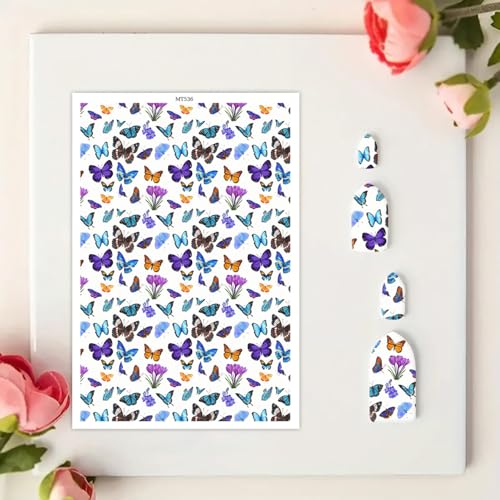 Transferpapier für Bastelarbeiten, Schmetterlinge und Blumen, Wasser, Polymerton, Transferpapier für Polymerton, Schmuck, Ohrringe, 10 Stück Transferpapier für Bastelarbeiten, Schmetterlinge und Blumen, Wasser, Polymerton, Transferpapier für Polymerton, Schmuck, Ohrringe, 10 Stück von CYFUN DESIGN