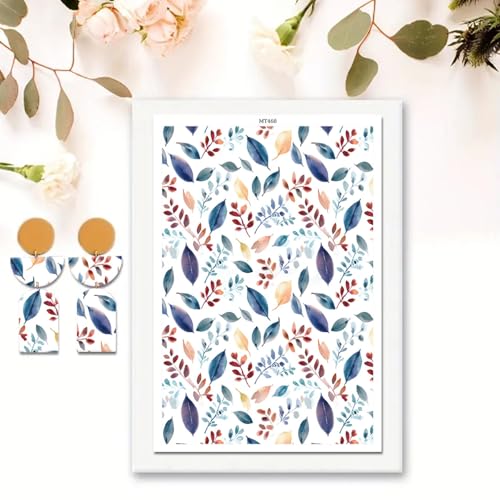 Transferpapier für Bastelarbeiten, bunte Blätter, Wasser-Polymer-Ton, Transferpapier für Modelliermasse, Schmuck, Ohrringe, 10 Stück von CYFUN DESIGN