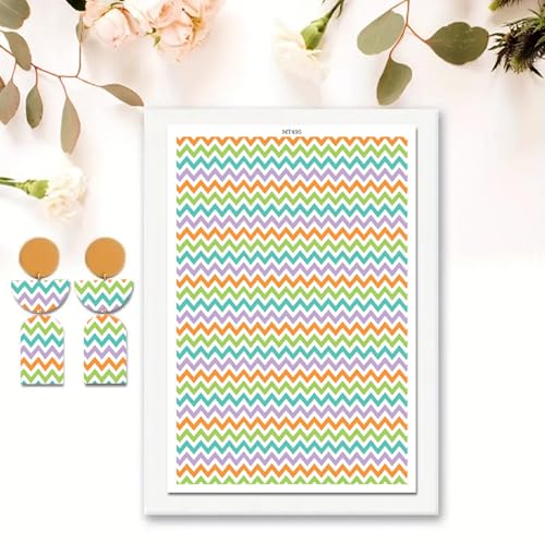 Transferpapier für Bastelarbeiten, bunte Wellenform, magisches Wasser, Polymerton, Transferpapier für Modelliermasse, Schmuck, Ohrringe, 10 Stück Transferpapier für Bastelarbeiten, bunte Wellenform, magisches Wasser, Polymerton, Transferpapier für Modelliermasse, Schmuck, Ohrringe, 10 Stück von CYFUN DESIGN