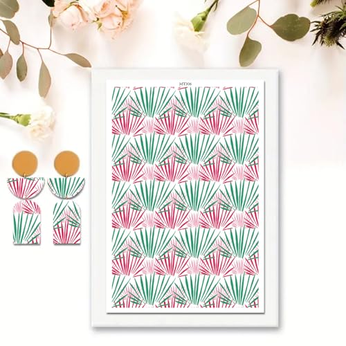 Transferpapier für Bastelarbeiten, rote und grüne Blätter, Wasser-Polymer-Ton, Transferpapier für Polymerton, Schmuck, Ohrringe, 10 Stück von CYFUN DESIGN