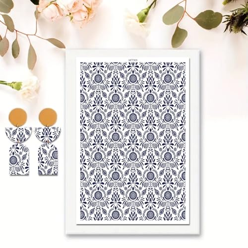 Transferpapier für Bastelarbeiten, schöne Blumen, Wasser-Polymer-Ton, Transferpapier für Modelliermasse, Schmuck, Ohrringe, 10 Stück von CYFUN DESIGN