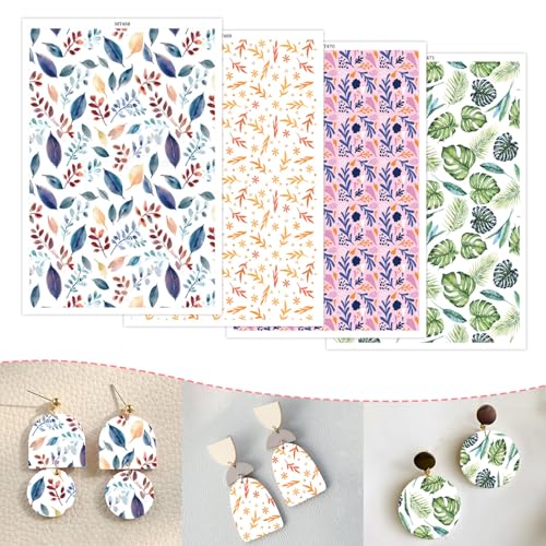 Transferpapier für Bastelarbeiten, verschiedene Blattmonstera, 4 Muster, Wasser-Polymer-Ton, Transferpapier für Modelliermasse, Schmuck, Ohrringe, 14 x 8 cm, 20 Stück Transferpapier für Bastelarbeiten, verschiedene Blattmonstera, 4 Muster, Wasser-Polymer-Ton, Transferpapier für Modelliermasse, Schmuck, Ohrringe, 14 x 8 cm, 20 Stück von CYFUN DESIGN