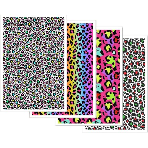 Transferpapier für Ohrringe, Schmuck, 4 bunte Leoparden-Designs, 8 Blatt Polymer-Ton-Transferpapier, wasserlösliche Aufkleberbögen für Ton-Ohrringe, Schmuckherstellung, 14 x 8 cm, 8 Stück von CYFUN DESIGN