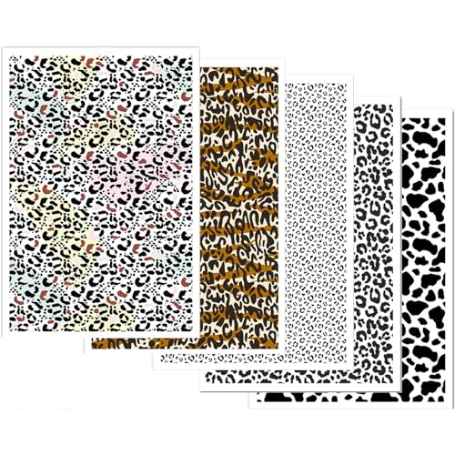 Transferpapier für Ohrringe, Schmuck, 5 Leoparden-Designs, 10 Blatt Polymer-Ton-Transferpapier, wasserlösliche Aufkleberbögen für Ton-Ohrringe, Schmuckherstellung, 10 Stück Transferpapier für Ohrringe, Schmuck, 5 Leoparden-Designs, 10 Blatt Polymer-Ton-Transferpapier, wasserlösliche Aufkleberbögen für Ton-Ohrringe, Schmuckherstellung, 10 Stück von CYFUN DESIGN