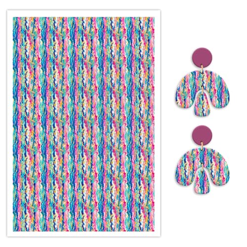 Transferpapier für Ohrringe und Polymerton, buntes abstraktes Streifen-Transferpapier für Ohrringe und Polymerton, gewelltes Muster, wasserlöslich, Transferfolie für Polymerton, DIY, Kunst, Handwerk Transferpapier für Ohrringe und Polymerton, buntes abstraktes Streifen-Transferpapier für Ohrringe und Polymerton, gewelltes Muster, wasserlöslich, Transferfolie für Polymerton, DIY, Kunst, Handwerk von CYFUN DESIGN