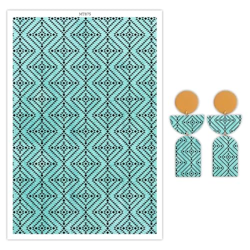 Transferpapier für Polymer-Ton, Dreiecke und Diamanten, Retro-Muster, Polymer-Ton, Transferblätter, wasserlösliches Transferpapier, Polymer-Ton für Bastelarbeiten, Kunst, Schmuck, Ohrringe, 14 x 8 cm Transferpapier für Polymer-Ton, Dreiecke und Diamanten, Retro-Muster, Polymer-Ton, Transferblätter, wasserlösliches Transferpapier, Polymer-Ton für Bastelarbeiten, Kunst, Schmuck, Ohrringe, 14 x 8 cm von CYFUN DESIGN