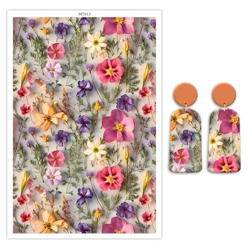 Transferpapier für Polymer-Ton, Hibiskusviolett, Ringelblume, Blumenmuster, Polymer-Ton, Transferblätter, wasserlösliches Transferpapier, Polymer-Ton für Bastelarbeiten, Kunst, Schmuck, Ohrringe, 14 x Transferpapier für Polymer-Ton, Hibiskusviolett, Ringelblume, Blumenmuster, Polymer-Ton, Transferblätter, wasserlösliches Transferpapier, Polymer-Ton für Bastelarbeiten, Kunst, Schmuck, Ohrringe, 14 x von CYFUN DESIGN