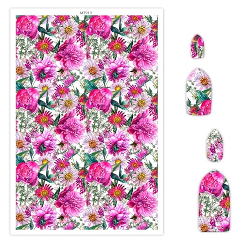 Transferpapier für Polymer-Ton, Pfingstrosen, Gänseblümchen-Muster, Polymer-Ton, Transferblätter, wasserlösliches Transferpapier, Polymer-Ton für Bastelarbeiten, Kunst, Schmuck, Ohrringe, 14 x 8 cm von CYFUN DESIGN