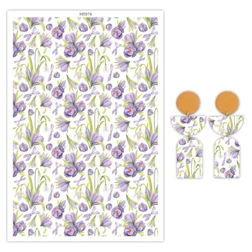 Transferpapier für Polymer-Ton, Safran- und Schneeglöckchen-Muster, Polymer-Ton, Transferblätter, Blumen, wasserlösliches Transferpapier, Polymer-Ton für Bastelarbeiten, Kunst, Schmuck, Ohrringe, 14 x Transferpapier für Polymer-Ton, Safran- und Schneeglöckchen-Muster, Polymer-Ton, Transferblätter, Blumen, wasserlösliches Transferpapier, Polymer-Ton für Bastelarbeiten, Kunst, Schmuck, Ohrringe, 14 x von CYFUN DESIGN