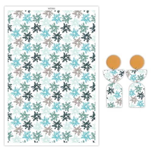 Transferpapier für Polymerton, Blatt-Blumenmuster, Polymer-Ton, Transferblätter, Blumen, wasserlösliches Transferpapier, Polymer-Ton für DIY-Kunst, Schmuck, Ohrringe, 14 x 8 cm, 10 Stück von CYFUN DESIGN