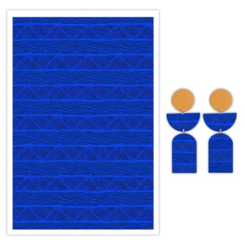 Transferpapier für Polymerton, blaue Linien, wasserlösliche Einweg-Ton-Transferblätter zum Basteln von weichen Keramik-Ohrringen, Schmuck und Polymer-Ton-Formen, DIY, Handwerk, 14 x 8 cm, 10 Stück von CYFUN DESIGN