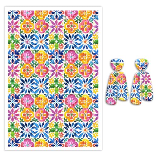 Transferpapier für Polymerton, bunte Blumen, Polymer-Ton, Transferblätter, wasserlösliches Transferpapier, Polymer-Ton für DIY-Kunstschmuck, Ohrringe, Einwegaufkleber, 14 x 8 cm, 10 Stück von CYFUN DESIGN