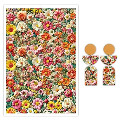 Transferpapier für Polymerton, buntes Blumenmuster, wasserlösliche Einweg-Ton-Transferblätter zum Basteln von weichen Keramik-Ohrringen, Schmuck und Polymer-Ton-Formen, DIY, Handwerk, 14 x 8 cm, 10 Transferpapier für Polymerton, buntes Blumenmuster, wasserlösliche Einweg-Ton-Transferblätter zum Basteln von weichen Keramik-Ohrringen, Schmuck und Polymer-Ton-Formen, DIY, Handwerk, 14 x 8 cm, 10 von CYFUN DESIGN