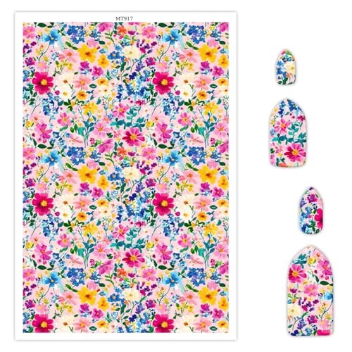 Transferpapier für Polymerton, buntes Blumenmuster, weicher rosa Hintergrund, Polymer-Ton, Transferpapier, Polymer-Ton, für Bastelarbeiten, Kunst, Schmuck, Ohrringe, 14 x 8 cm, 10 Stück von CYFUN DESIGN