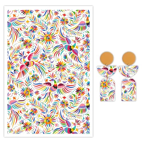 Transferpapier für Polymerton, buntes Pfauenmuster, wasserlösliche Einweg-Ton-Transferblätter zum Basteln von weichen Keramik-Ohrringen, Schmuck und Polymer-Ton-Formen, DIY, Handwerk, 14 x 8 cm, 10 Transferpapier für Polymerton, buntes Pfauenmuster, wasserlösliche Einweg-Ton-Transferblätter zum Basteln von weichen Keramik-Ohrringen, Schmuck und Polymer-Ton-Formen, DIY, Handwerk, 14 x 8 cm, 10 von CYFUN DESIGN