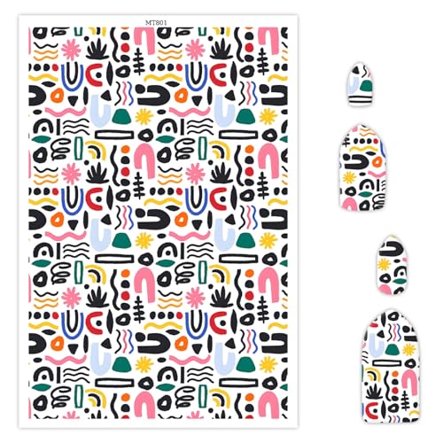 Transferpapier für Polymerton, buntes abstraktes Muster, wasserlösliche Einweg-Ton-Transferblätter zum Basteln von weichen Keramik-Ohrringen, Schmuck und Modelliermassen, Basteln, 14 x 8 cm, 10 Stück Transferpapier für Polymerton, buntes abstraktes Muster, wasserlösliche Einweg-Ton-Transferblätter zum Basteln von weichen Keramik-Ohrringen, Schmuck und Modelliermassen, Basteln, 14 x 8 cm, 10 Stück von CYFUN DESIGN