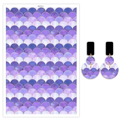 Transferpapier für Polymerton, lila und blaue Skalen, Polymer-Ton, Transferblätter, wasserlösliches Transferpapier, Polymer-Ton für Bastelarbeiten, Kunst, Schmuck, Ohrringe, 14 x 8 cm, 10 Stück Transferpapier für Polymerton, lila und blaue Skalen, Polymer-Ton, Transferblätter, wasserlösliches Transferpapier, Polymer-Ton für Bastelarbeiten, Kunst, Schmuck, Ohrringe, 14 x 8 cm, 10 Stück von CYFUN DESIGN