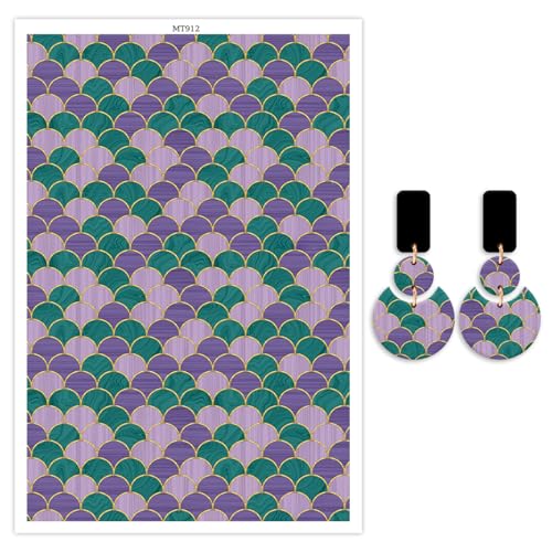 Transferpapier für Polymerton, lila und grüne Schuppen, Polymer-Ton, Transferblätter, wasserlösliches Transferpapier, Polymer-Ton für Bastelarbeiten, Kunst, Schmuck, Ohrringe, 14 x 8 cm, 10 Stück Transferpapier für Polymerton, lila und grüne Schuppen, Polymer-Ton, Transferblätter, wasserlösliches Transferpapier, Polymer-Ton für Bastelarbeiten, Kunst, Schmuck, Ohrringe, 14 x 8 cm, 10 Stück von CYFUN DESIGN