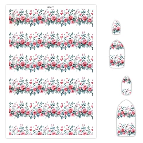Transferpapier für Polymerton, rosa Rosen- und Blattmuster, Polymer-Ton, Transferblätter, Blumen, wasserlösliches Transferpapier, Polymer-Ton für Bastelarbeiten, Kunst, Schmuck, Ohrringe, 14 x 8 cm von CYFUN DESIGN