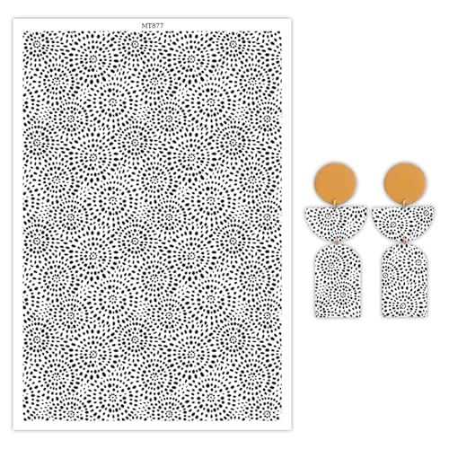 Transferpapier für Polymerton, schwarze dichte Punkte, Polymer-Ton, Transferblätter, wasserlösliches Transferpapier, Polymer-Ton für DIY-Kunst, Schmuck, Ohrringe, 14 x 8 cm, 10 Stück von CYFUN DESIGN